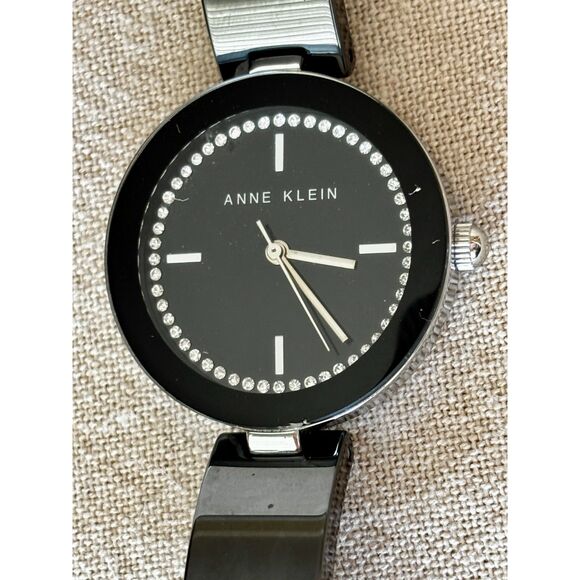 Anne Klein AK/1315 quartz black diamonds women's watch, working - Picture 1 of 6